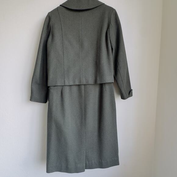 Bullocks Los Angeles Wool Suit SZ S Olive Green Military Nautical Crest Button - Picture 8 of 16